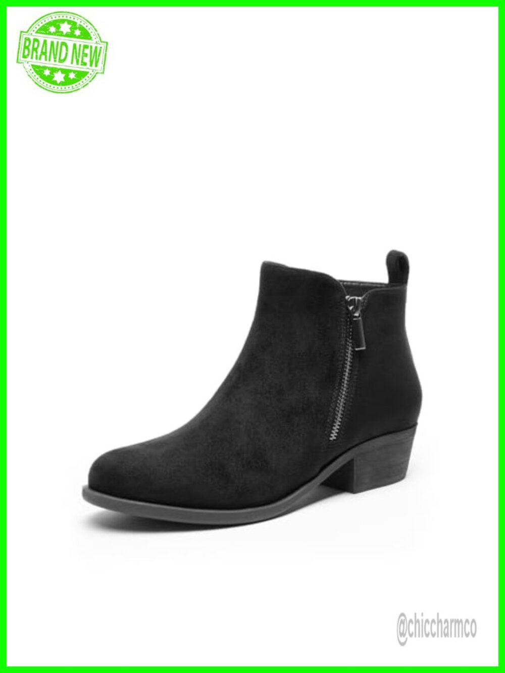 Women's Ankle Boots Low Chunky Heel Booties Faux Leather Comfort